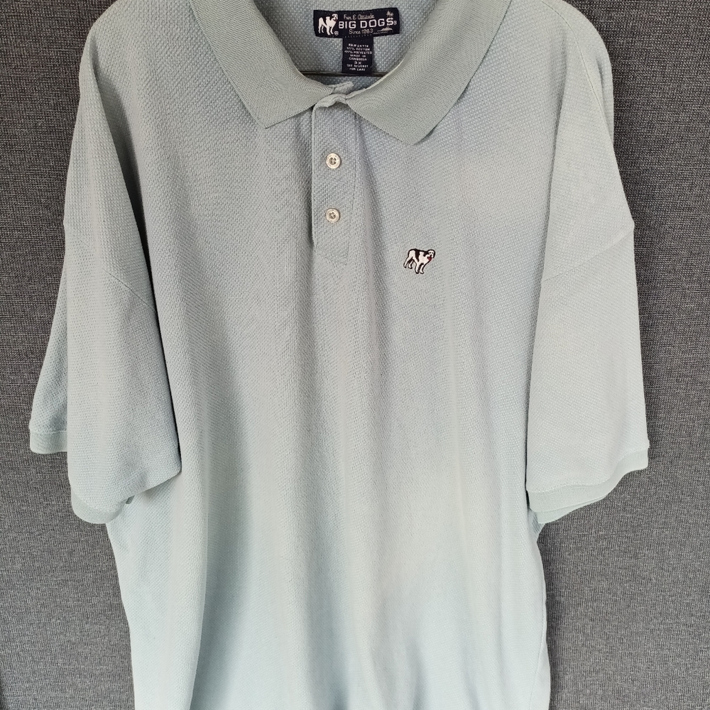 Big Dogs Mens Polo Shirt Size 3X Beige Black Short Sleeve Cotton Blend